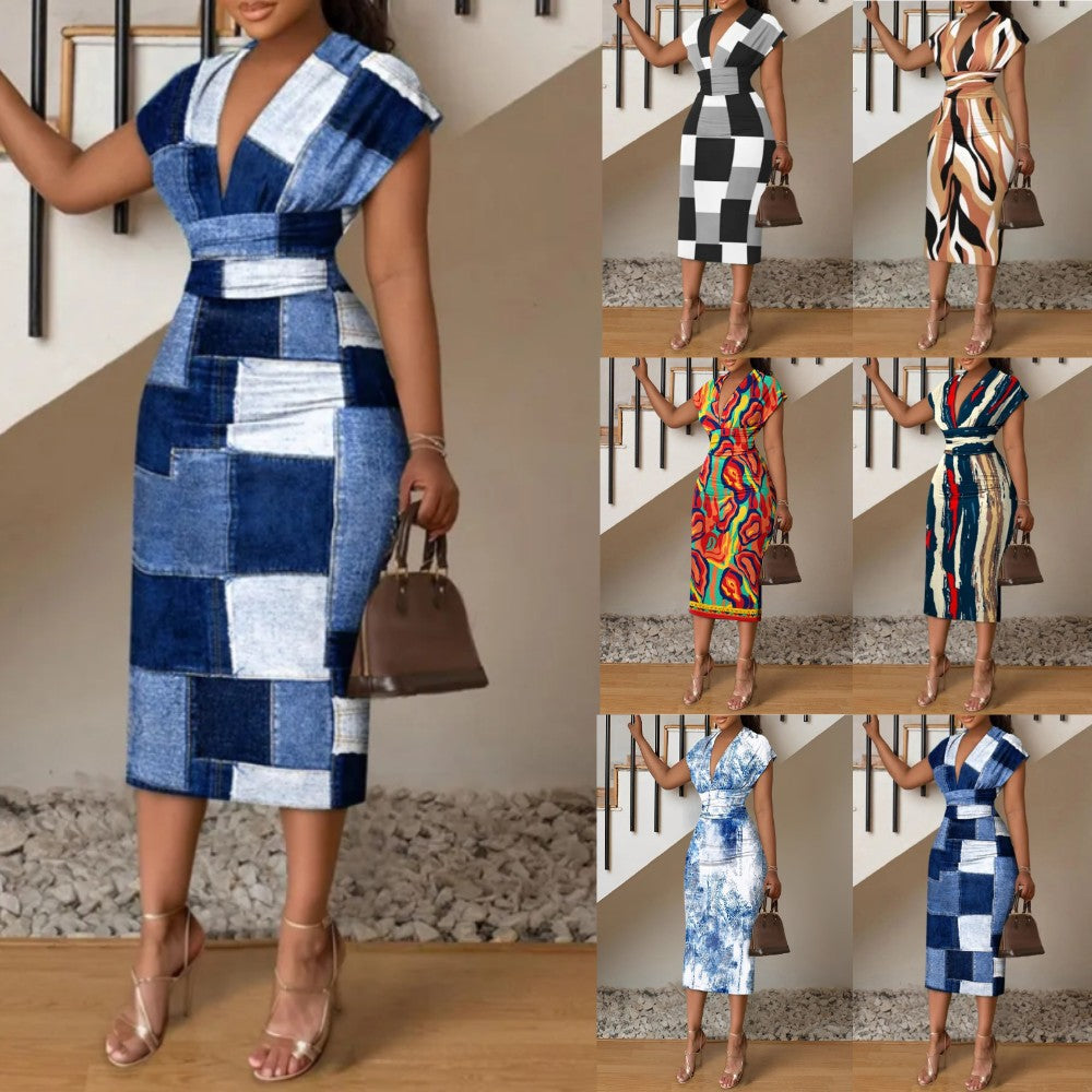 Durable Glamorous Women's Simple Hip Printed Dress