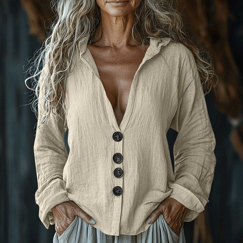 Women's Summer Loose Hooded Cotton Linen Button Cardigans