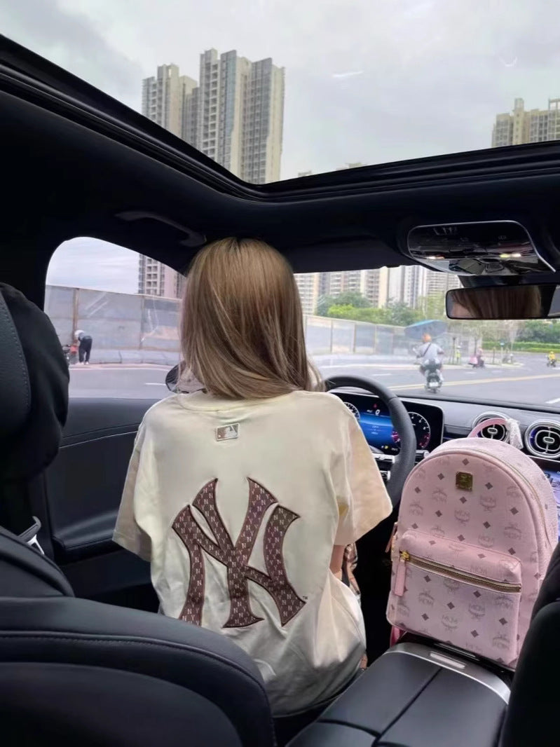 Women's & Men's Quality Summer Sleeve Embroidered Crew Neck Loose Leisure Women's T-shirt