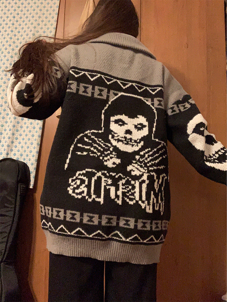 Male Female Personality Fashion Loose Lapels Women's Sweater