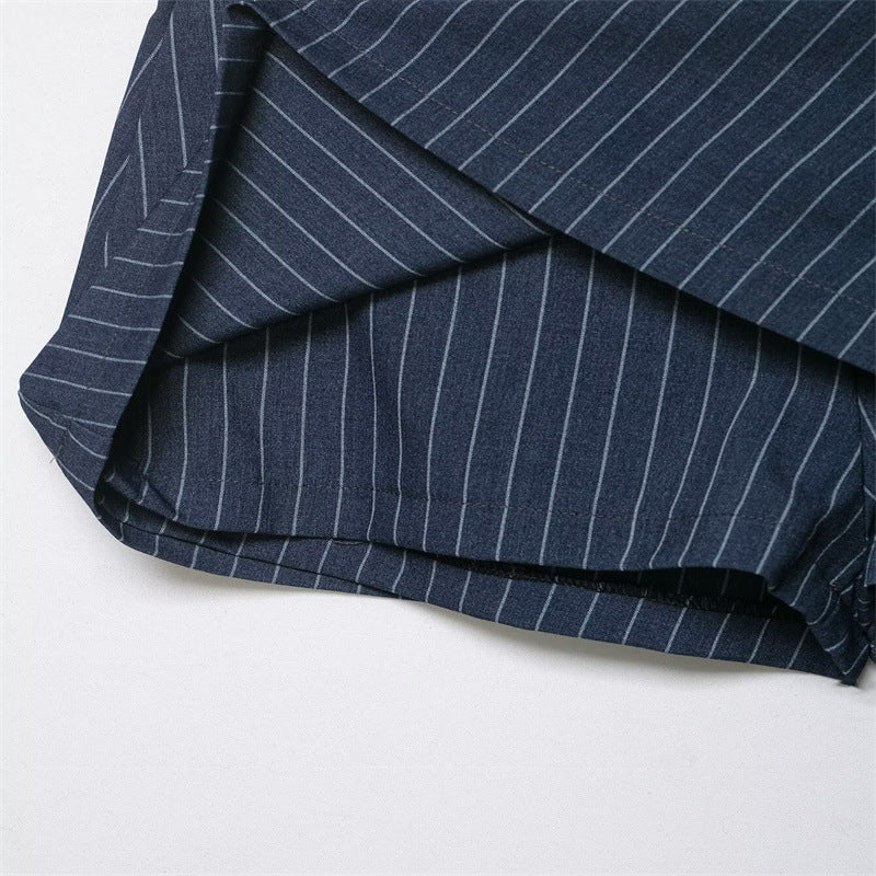 Women's Spring Fashionable Striped Belt Culottes Skirt