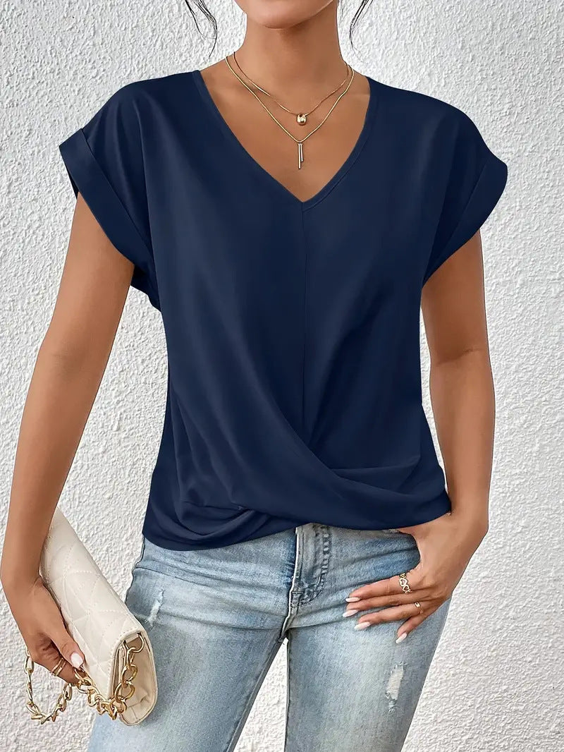 Pretty Women's Solid Color Elegant Sleeve Women's T-shirt