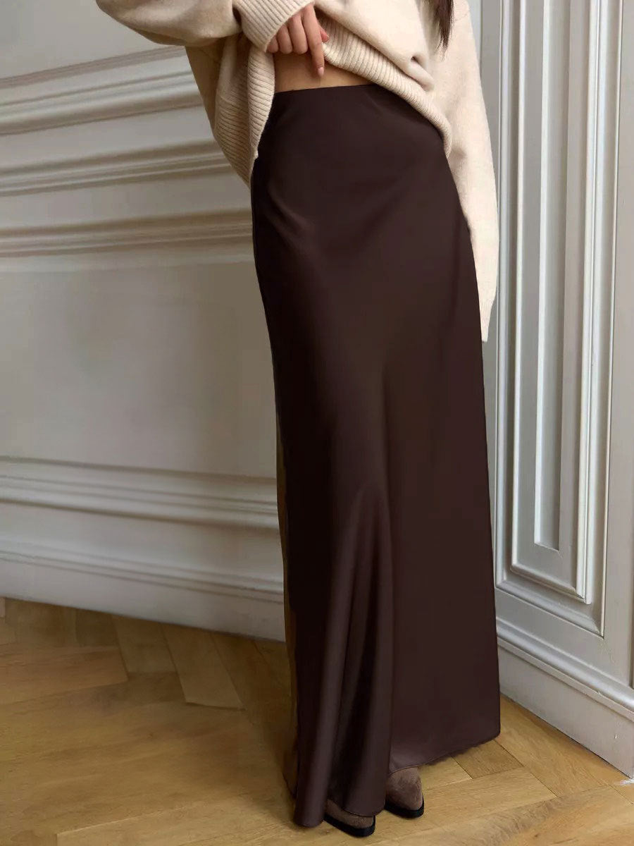 Fishtail Spring Satin Long High Waist Sheath Skirts