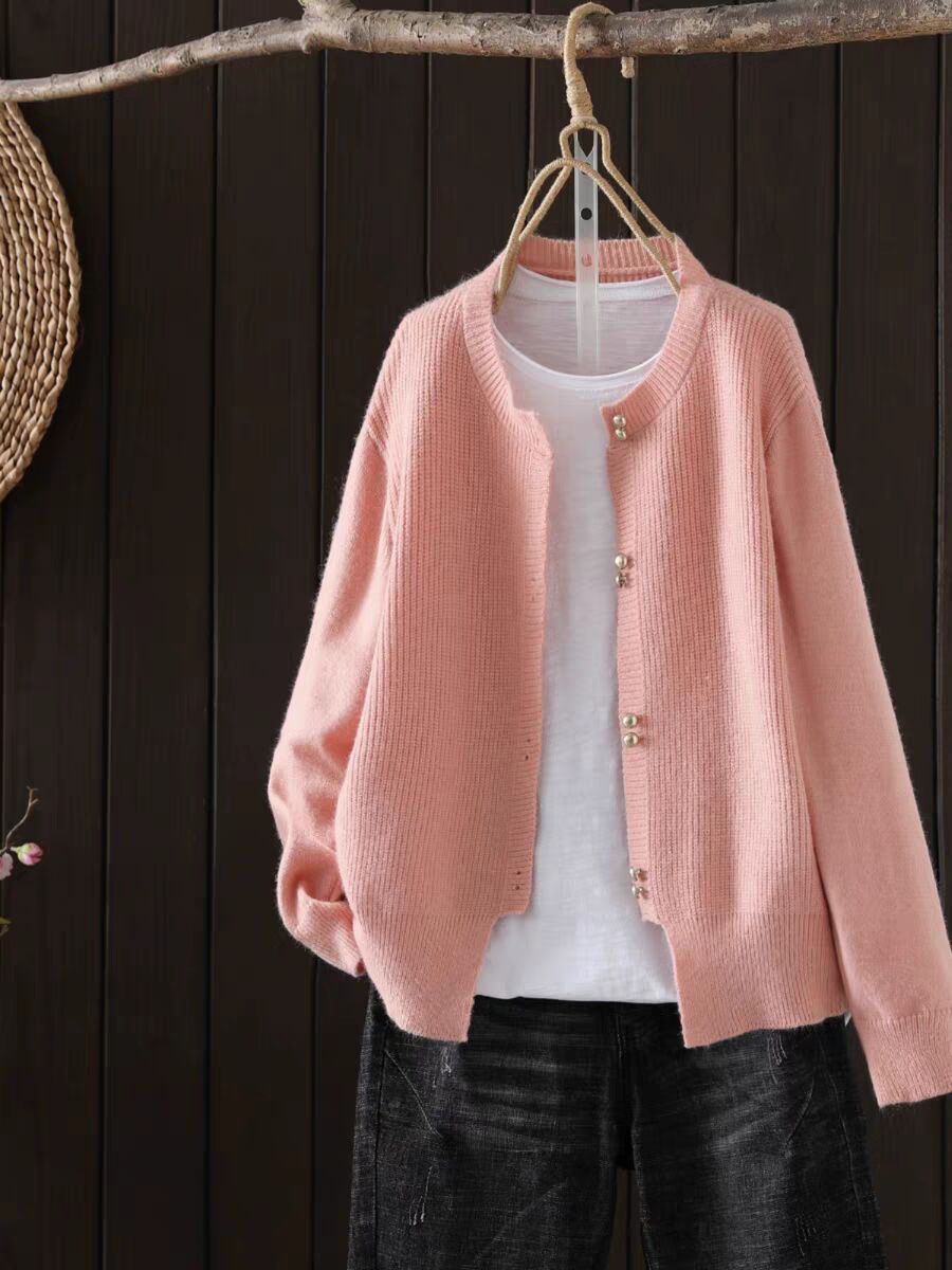 Women's Classic Style Autumn Loose Slimming Soft Glutinous Long Sleeve Solid Women's Sweater
