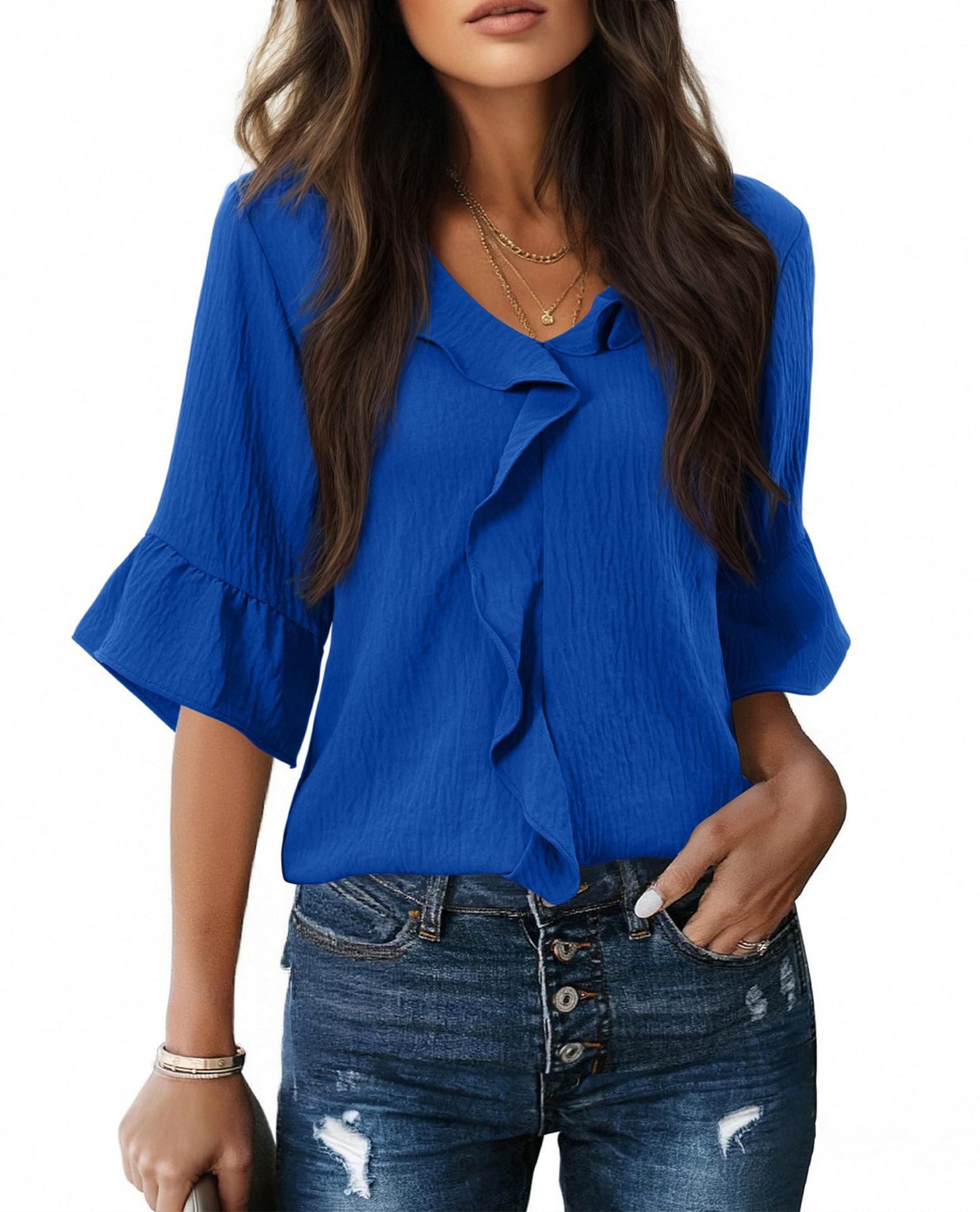 Versatile Popular Pretty Fashionable Ruffled Loose Tops