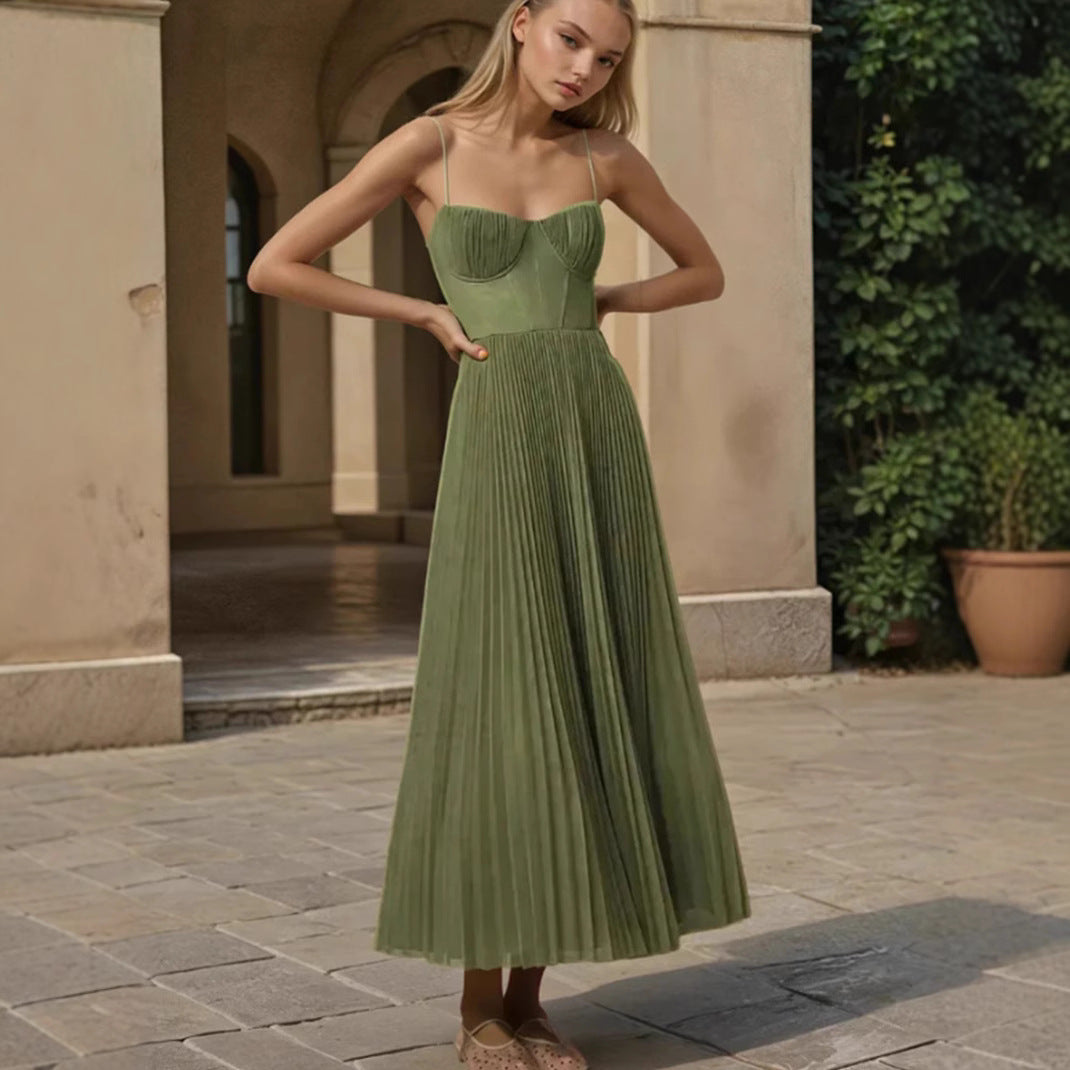 Women's Sexy Sling Backless Maxi Sleeveless Deep Bridesmaid Dress