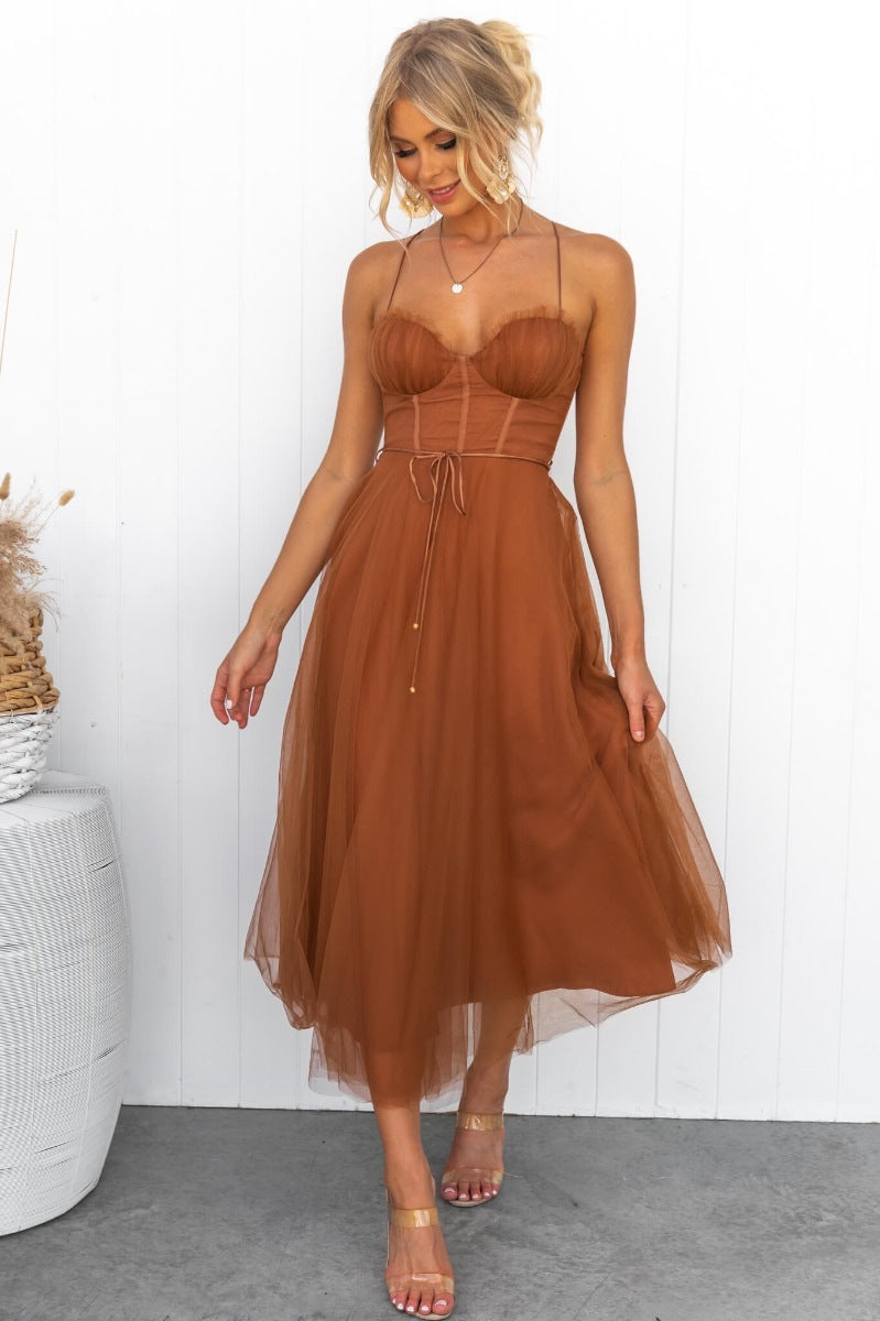 Beautiful Independent Temperament Sexy Straps Tulle Dress