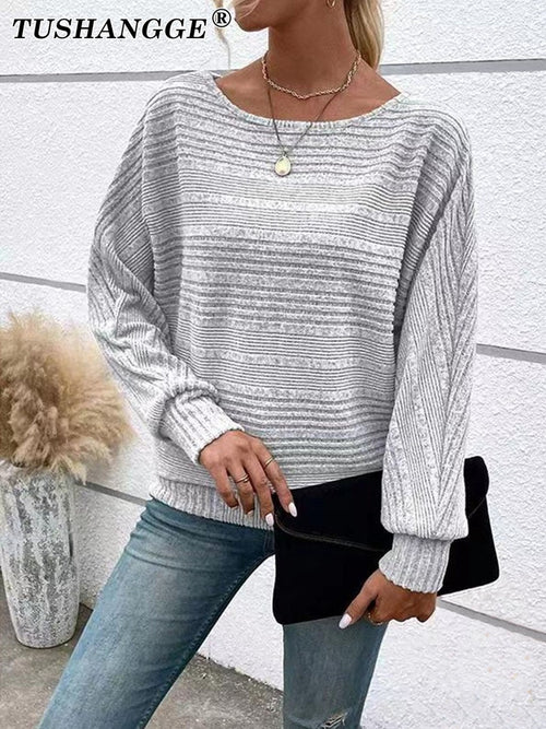 Classic Women's Sunken Stripe Batwing Sleeve Women's T-shirt