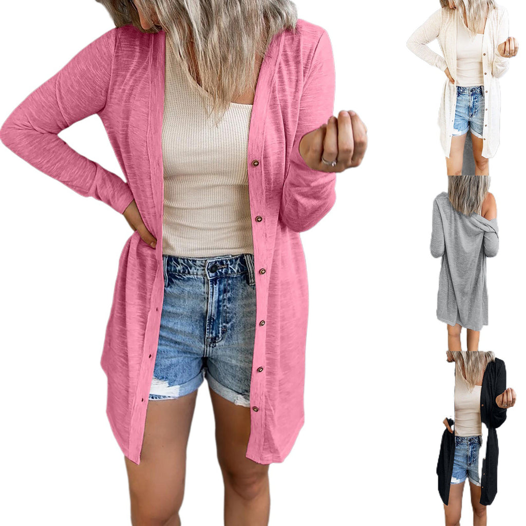 Protection Lightweight Breathable Pure Color Casual Versatile Long Cardigans