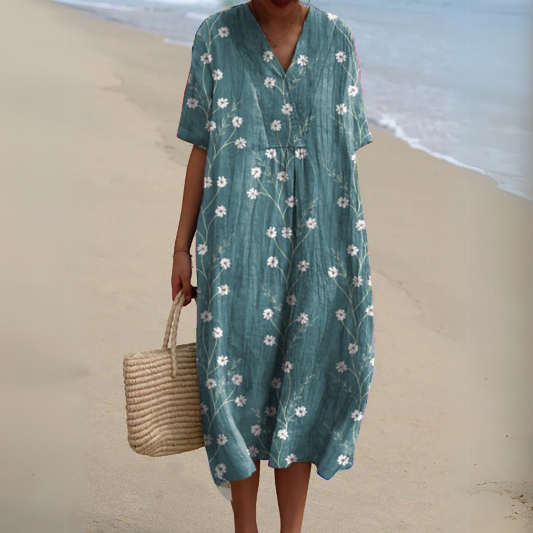 Women's Large Wide Creative Drops Pattern Printed Loose Dress