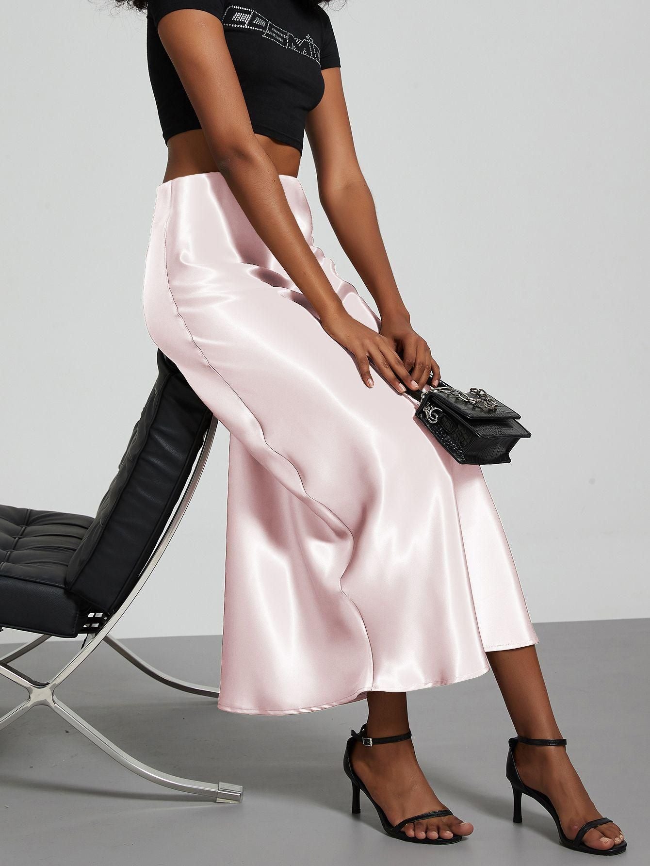 Classic Durable Slouchy Women's Elegant Satin Skirt