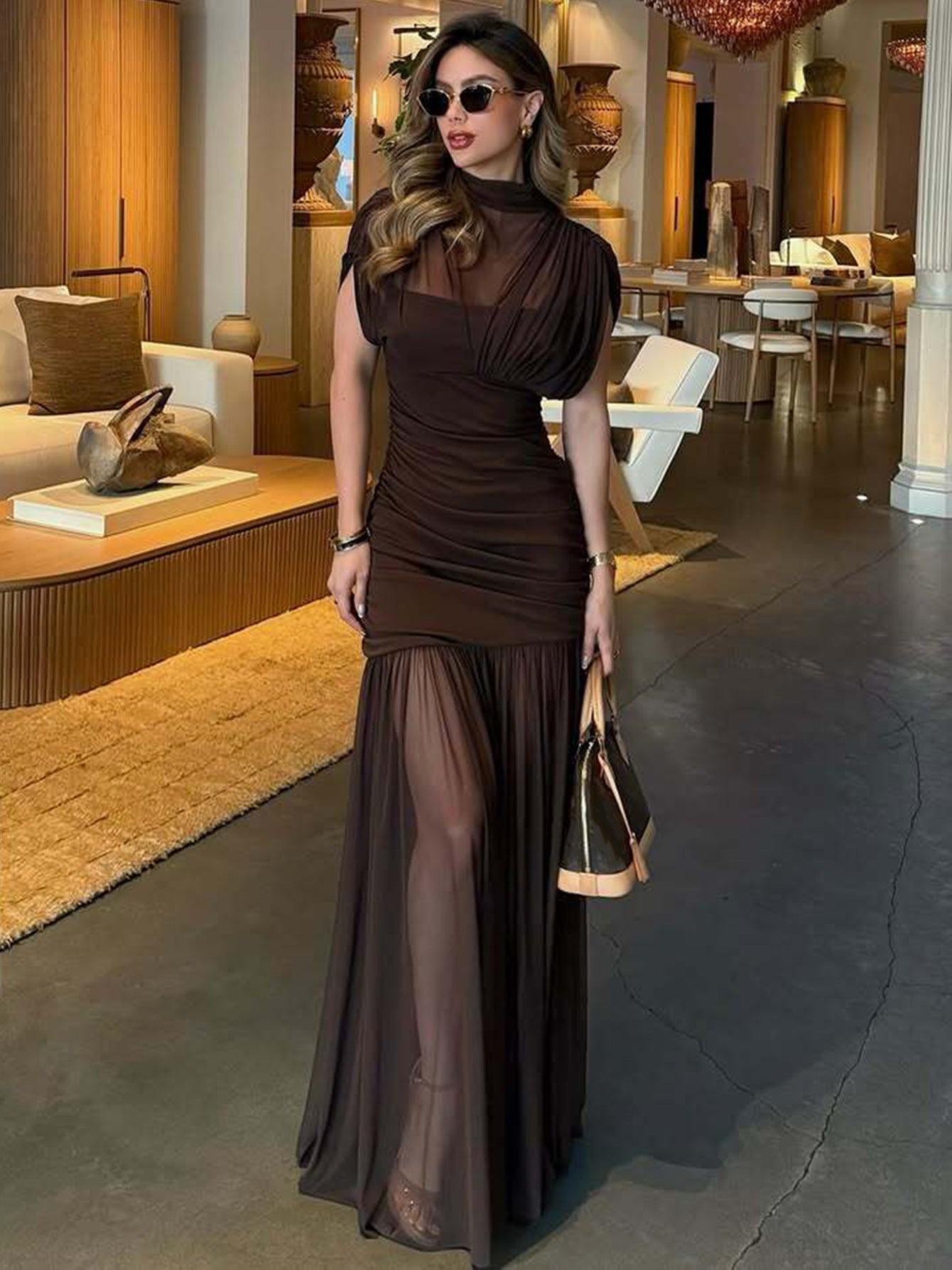 Women's Sexy Style Tight Waist Close-fitting Stitching Dress