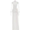 Women's Fashion Sexy High Split Tight Waist Elegance Sleeveless Dress