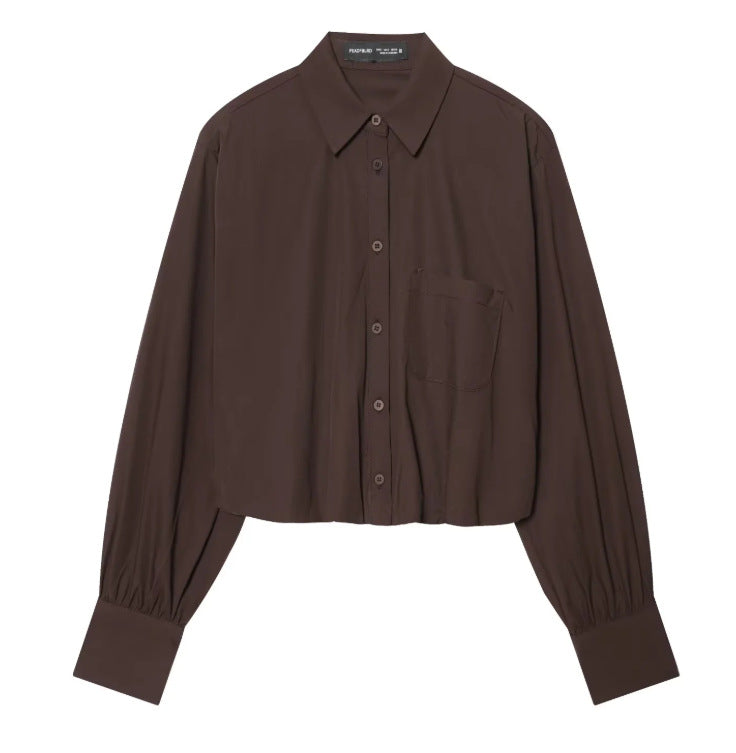 Women's Fashion Versatile Small Plaid Balloon Shirt Blouse