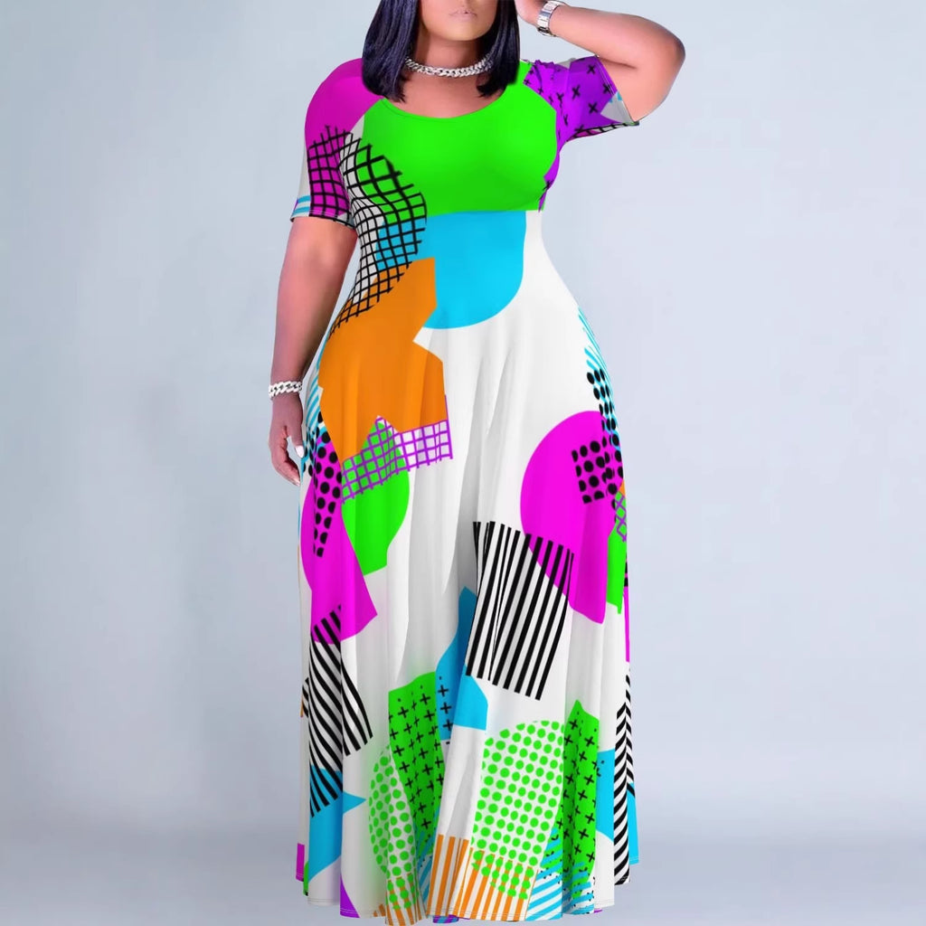 Women's Floral Print Round Neck Exotic Vacation Style Dress
