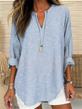 Classy Women's Small Buttons Curved Hem Women's T-shirt