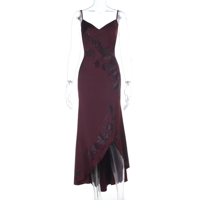 Summer Heart-shaped Bright Elastic Rhinestone Slim Dress