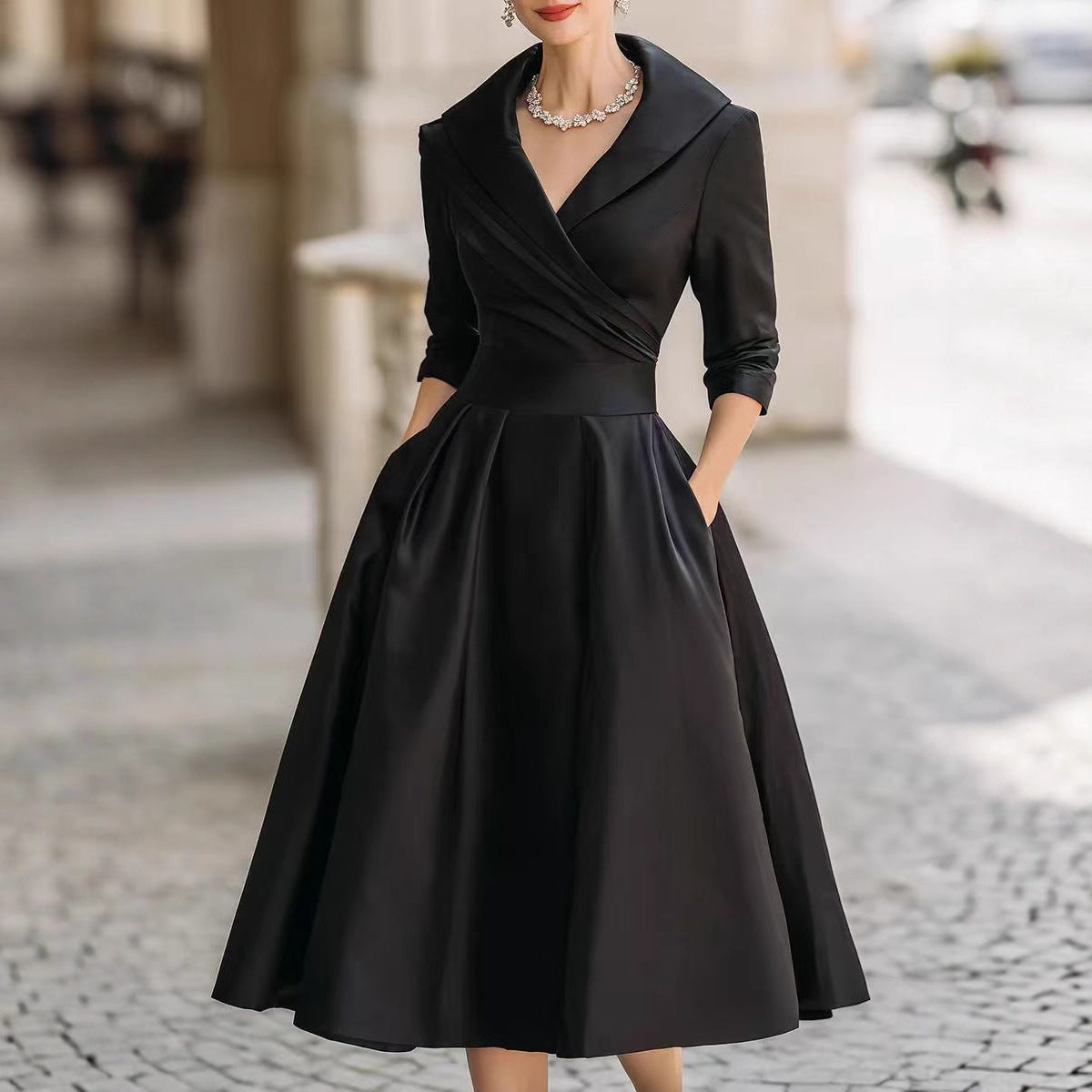 Women's Elegant Formal Waist Slimming Long Sleeve Dress