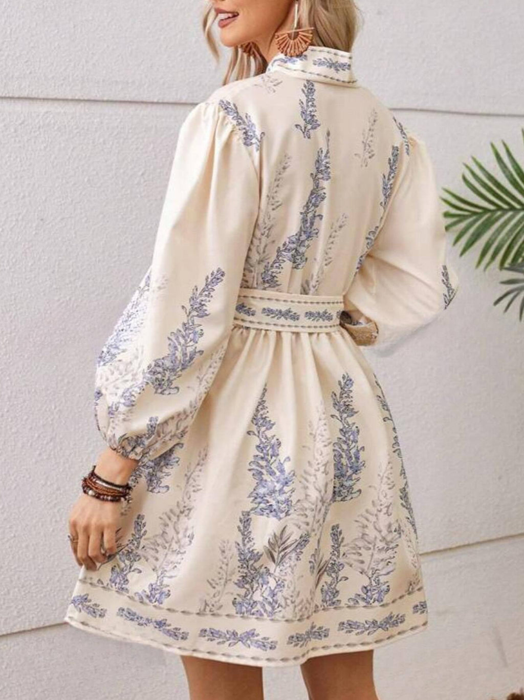 Women's Spring Fashion Long Sleeve Bohemian Print Dress