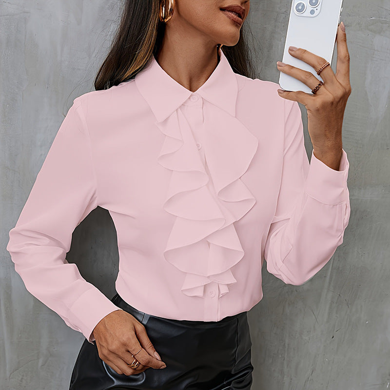 Women's Shirt White Long Sleeve Business Wear Western Style Blouse