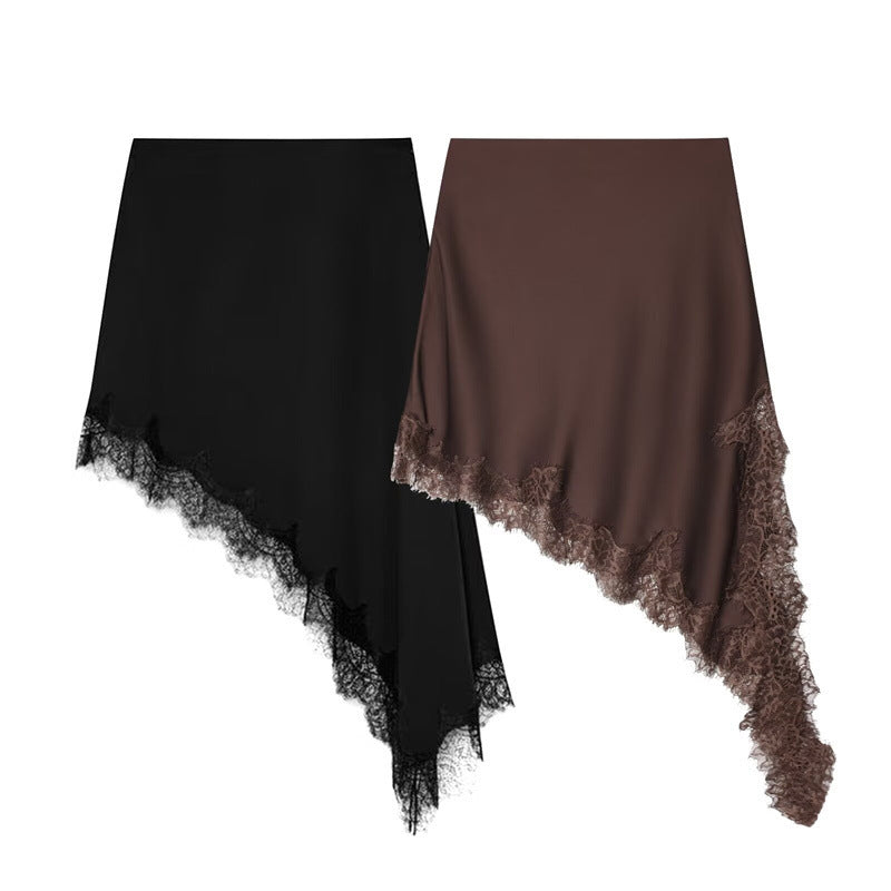Women's Winter Fashion Simple Asymmetric Lace Skirt