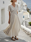 Slouchy Elegant Women's Loose Striped Printed Dress