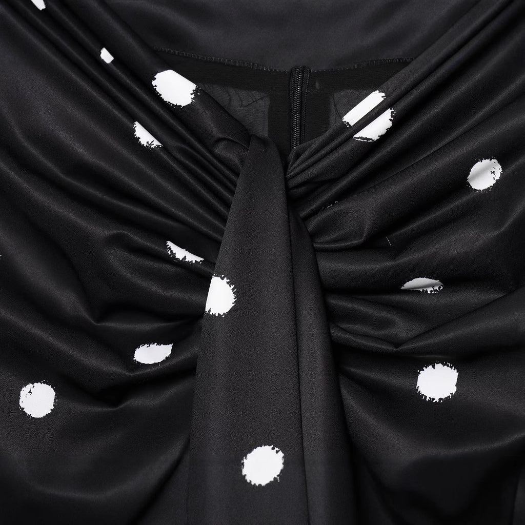 Women's Bow Polka Dot Printed Mid Waist Skirt