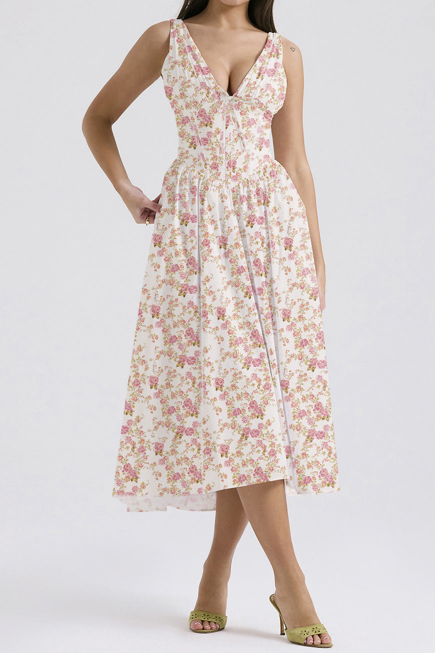 Beautiful Innovative Suspender Casual Printed Elegant Dress