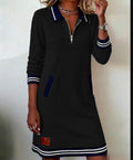 Women's Leisure Zipper Color Matching Midi Dress