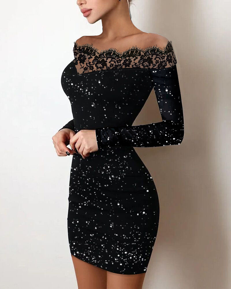 Lace Hollow Flash Highlight Stretch Fabric Skirts