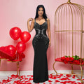 Sexy Brace Long Slim Fit Rhinestone Dress