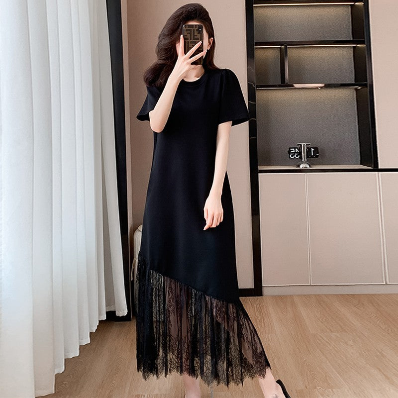 French Style High-grade Lace Stitching Dress Light Luxury Temperament Slimming Women's T-shirt