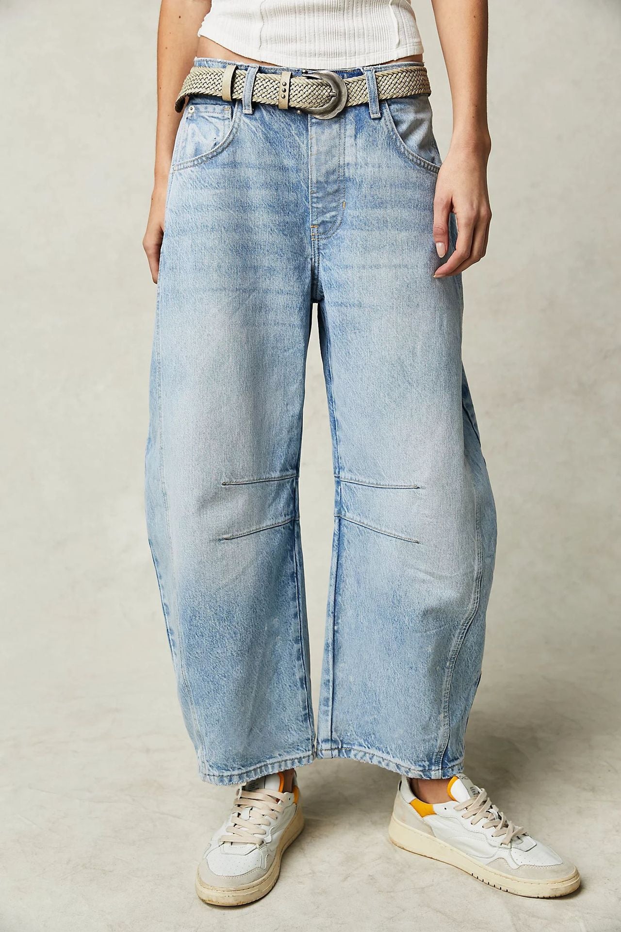 Women's European Loose Wide Leg Washed Trousers Jeans