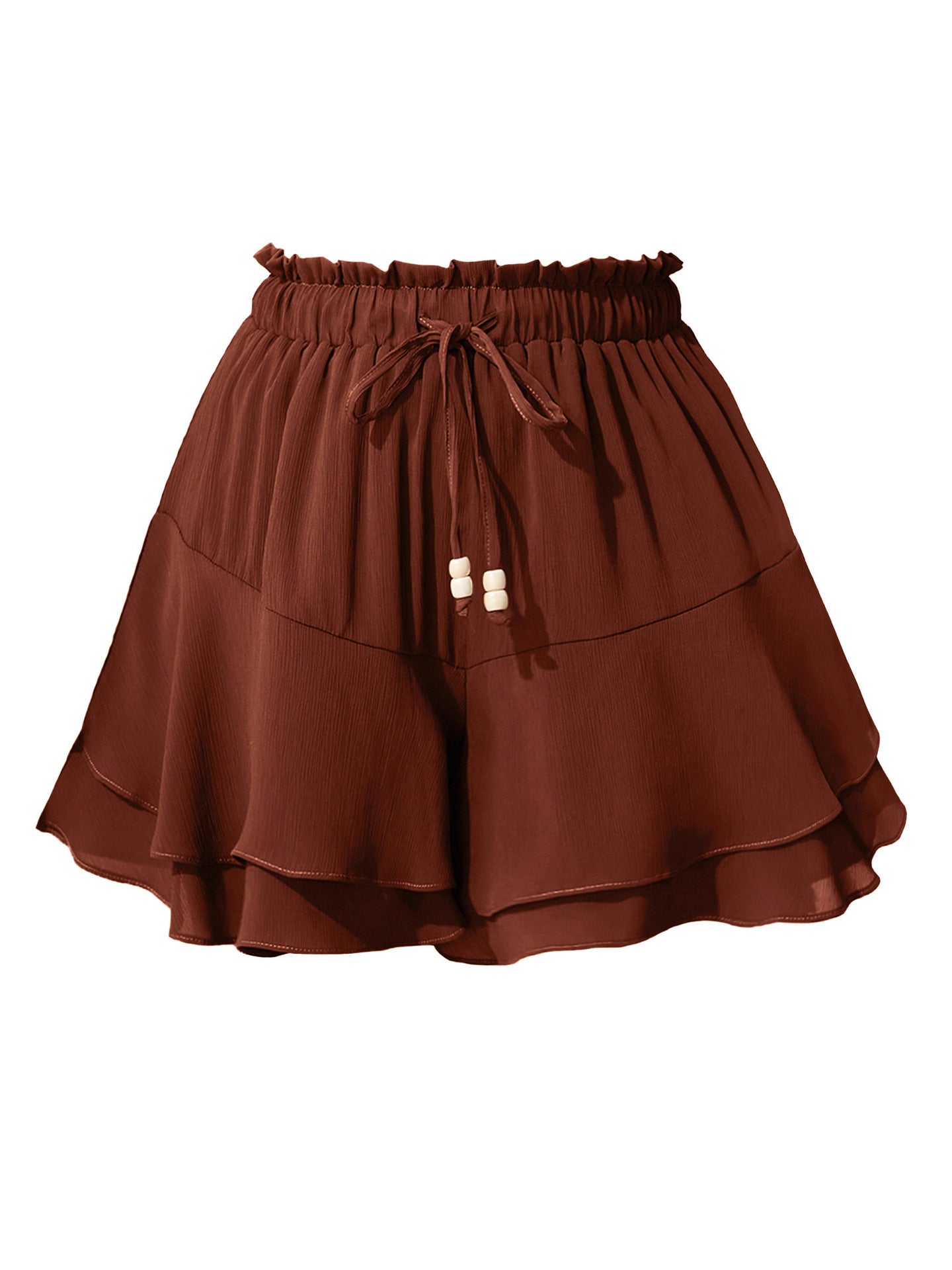 Ruffled Elastic Waist Drawstring Adjustable Sports Casual Skirt