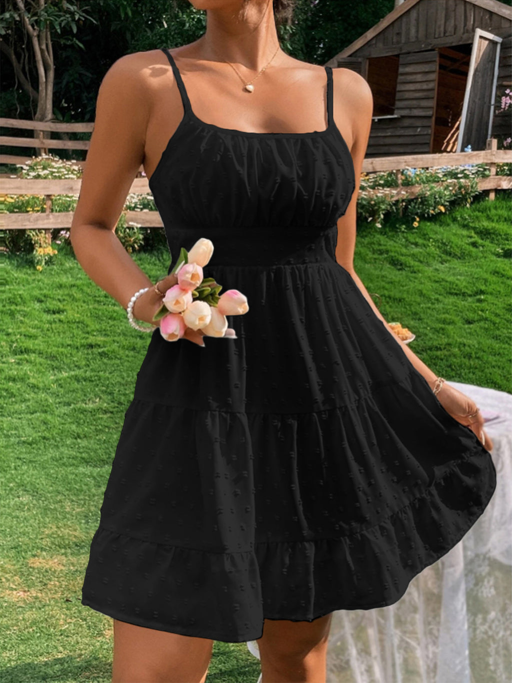 Pretty Charry Round Dot Polka Brace Dress