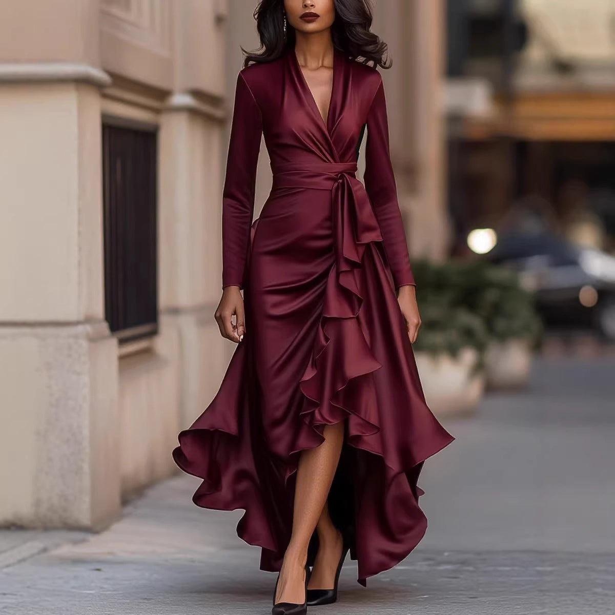 Creative Fashion Women's Elegant Ruffles Long Dress
