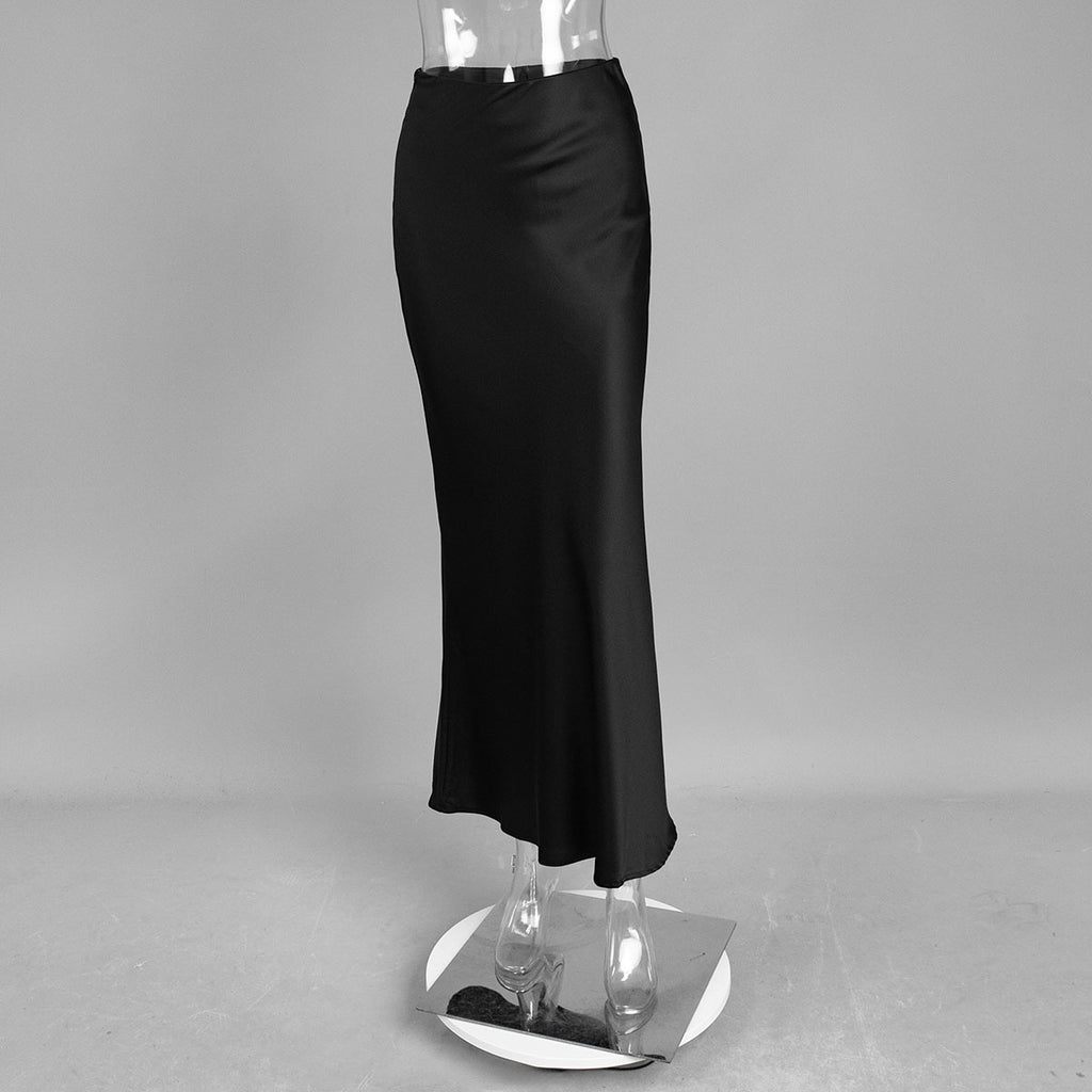 Fishtail Spring Satin Long High Waist Sheath Skirts