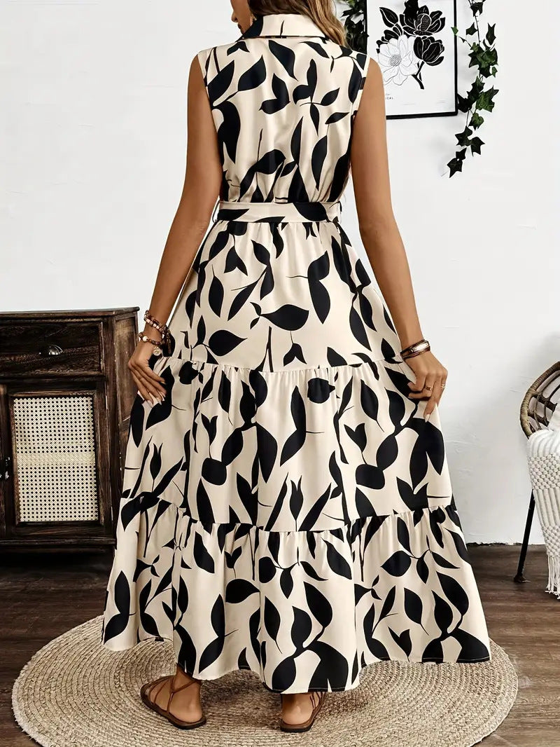 Charming Women's Temperament Printed Long Sleeve Dress