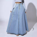 Women's Source Single-breasted Denim Western Style Large Skirts