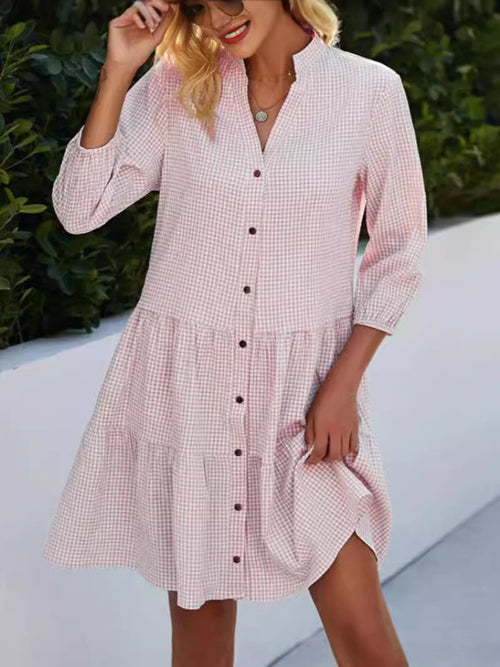 Fashion Plaid Stand Collar Split Sleeve Cardigans