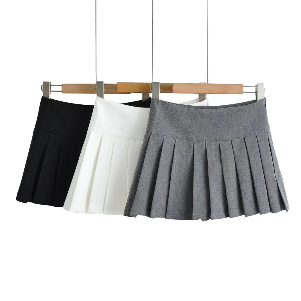 Women's Pleated Street Hipster Wear High Waist Side Slit Skirt