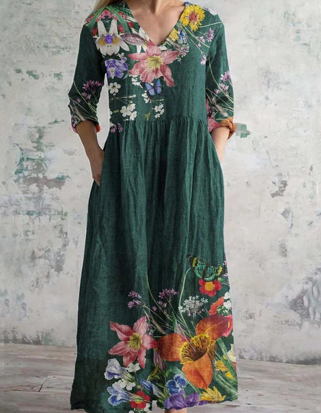 Women's Loose Fashion Long Sleeve Printed Jumpsuits