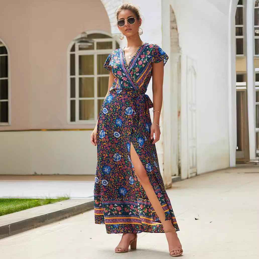 Comfortable Cool Split Bohemian Sexy Print Dress