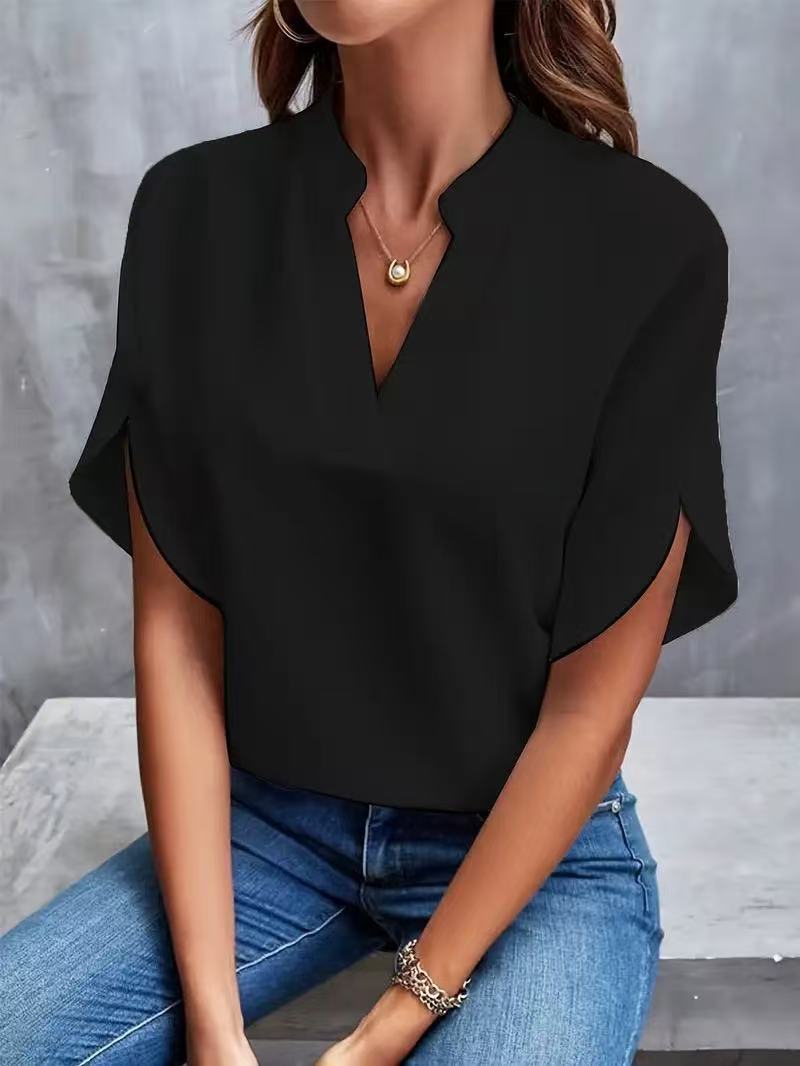 Women's Summer Casual Solid Color Loose Shirt Tops