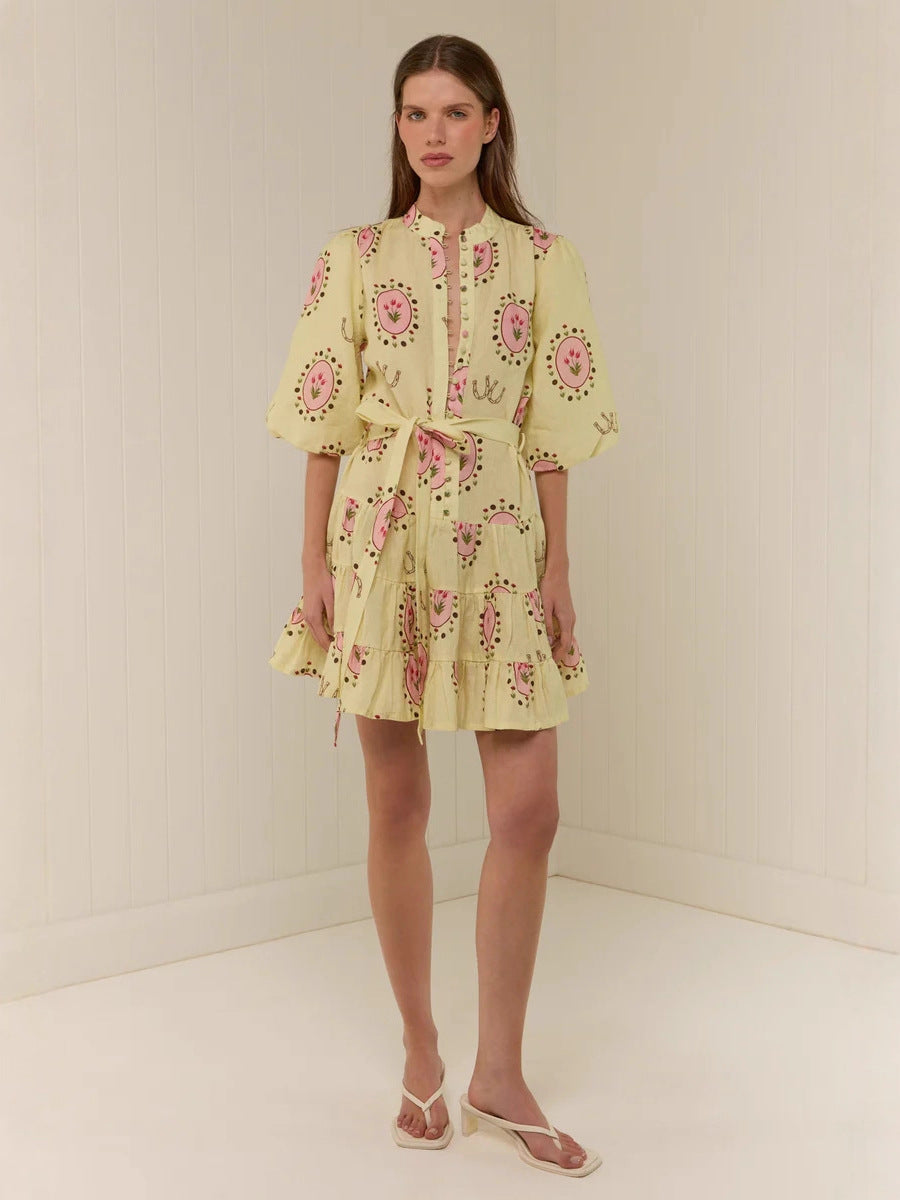 Versatile Casual Fashion Linen Shirt Collar Dress