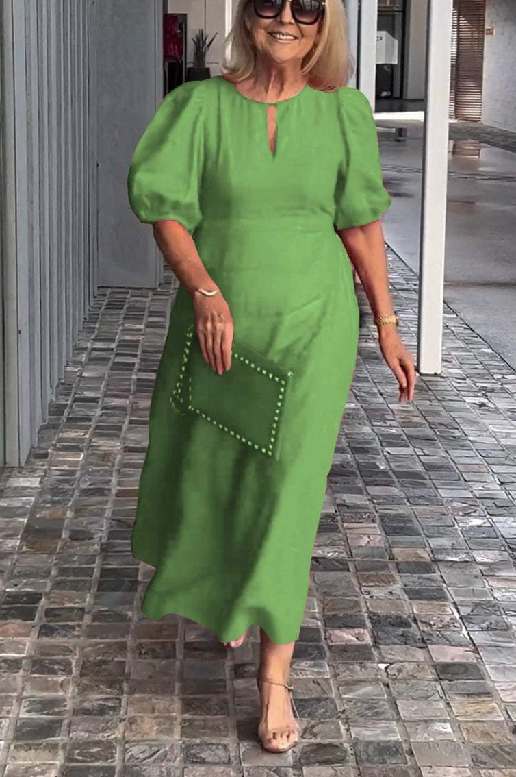 Women's Solid Color Loose-fitting Casual Puff Sleeve Dress
