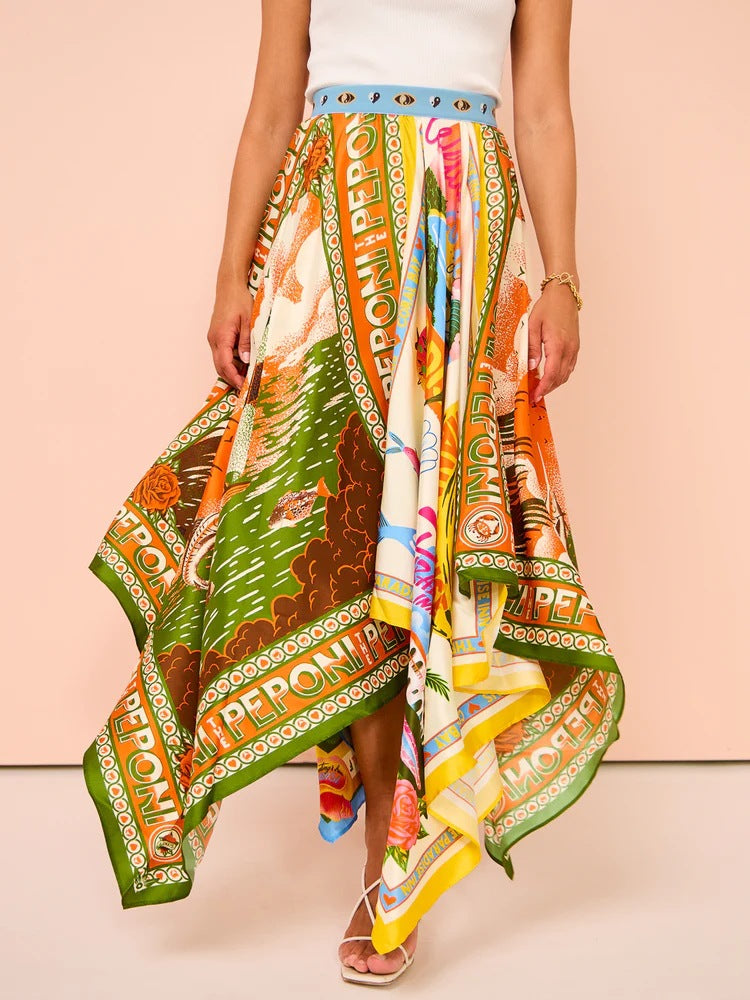 Versatile Unique Casual Fashion Irregular Printed Skirt