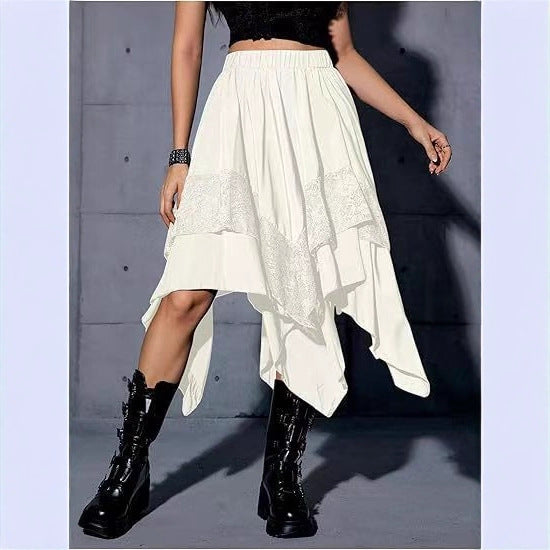 Artistic Retro Lace Stitching Fairy Irregular Skirts