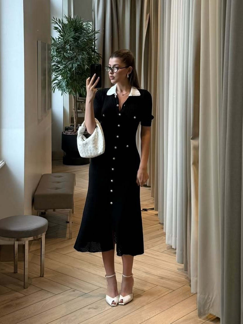 French Style Design Temperament Single Breasted Dress