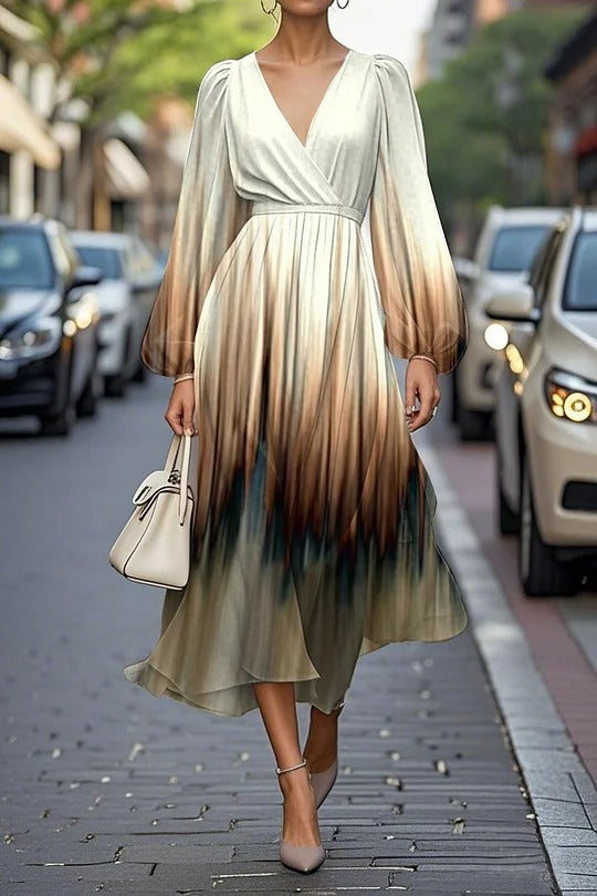 Women's Floral Series Pattern Printing Casual V Dress